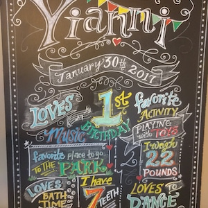 First Birthday Chalkboard Birthday Sign - Birthday Chalkboard - chalk sign