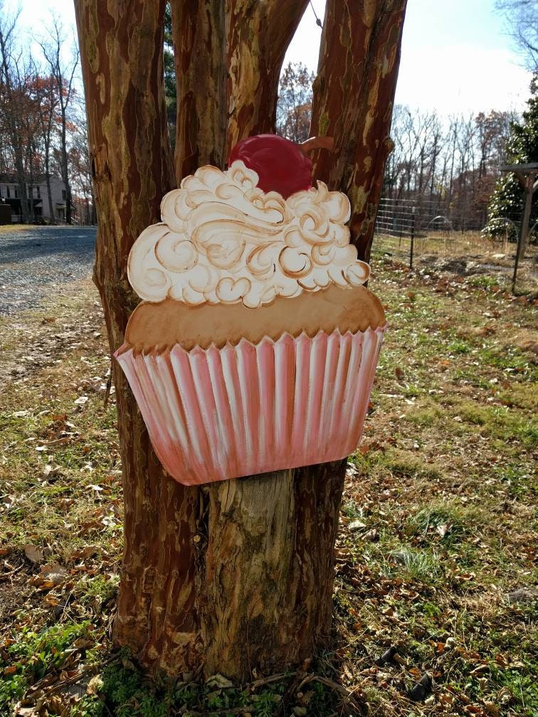 Giant Vintage Cupcake Sign Valentine Parties & Sweet Shoppe Decor Custom Outdoor/Indoor Birthday party baby shower wedding gift