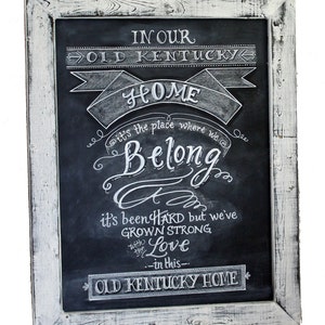 Vintage Style Chalkboard Art Sign with Custom State Design - Perfect for Weddings, Parties, and Home Decor - Handpainted and Framed