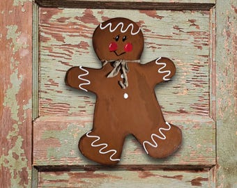 Large Wood Gingerbread Man Cookie Cutter Sign: Vintage Farmhouse country Decor