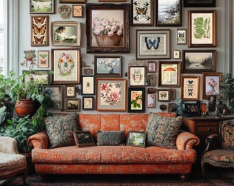 Butterfly & Moth Bohemian Wall Art Prints: Vintage Cottagecore Decor (Digital Download)