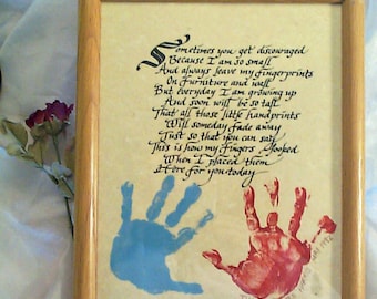 Mother's Day remembrance Calligraphy Hand print Poem You Personalize