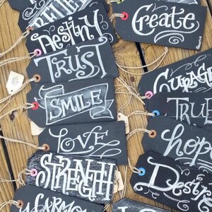 Chalkboard Hang Tags actual hardboard chalkboard thick Sayings Create Love Live Wooden Christmas Stocking Tags image 1