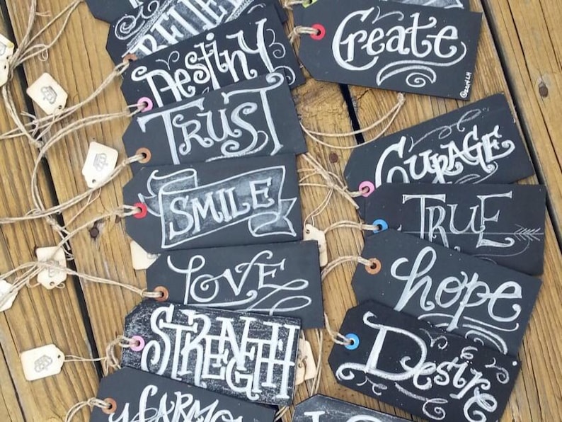 Chalkboard Hang Tags actual hardboard chalkboard thick Sayings Create Love Live Wooden Christmas Stocking Tags image 1