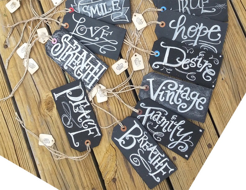 Chalkboard Hang Tags actual hardboard chalkboard thick Sayings Create Love Live image 3