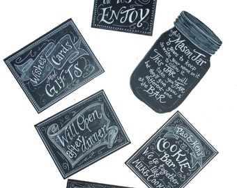 Set of Chalkboard Art Signs for your Wedding Package Deal