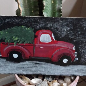 Vintage Little Red Truck Country Farmhouse Chalkboard Hand Painted Sign