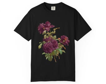 Witch Practical AND Magic Black T-Shirt | Plum Roses, Crow Magic & Mystical Dark Botanical Vibes