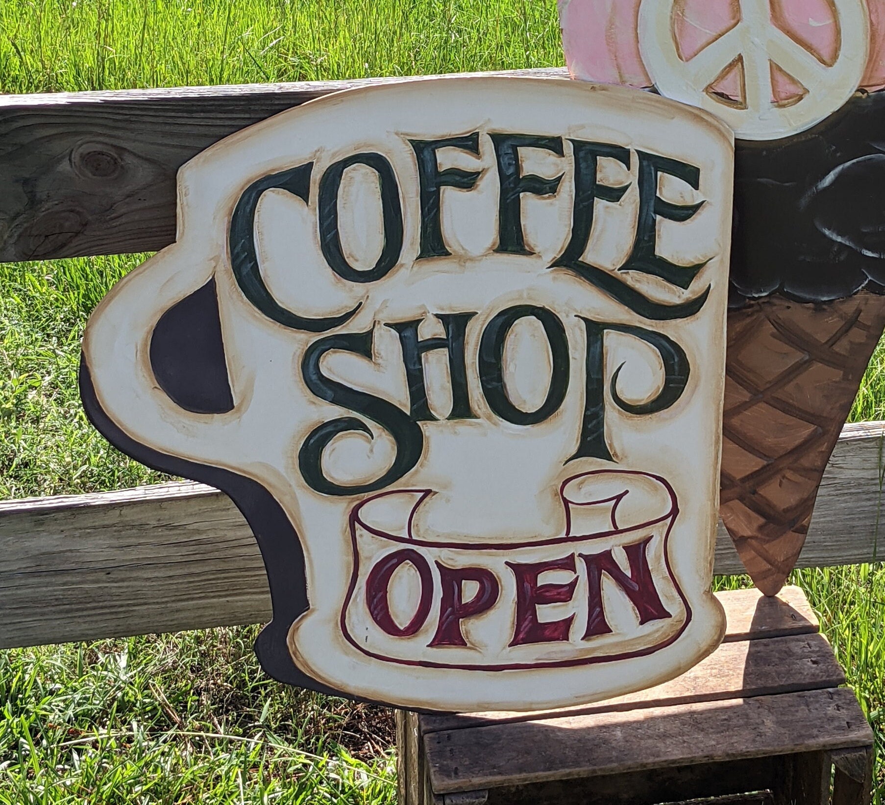 Collection Cup Sign Hand Painted Coffee Cup Cut Out Sign: Vintage Retro Cafe Decor - Etsy