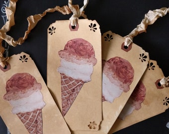 Hand-Painted Ice Cream Tags: Vintage Inspired Junk Journal Inserts