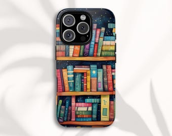 Bookish Phone Case, Bookshelf Tough Case for iPhone, Samsung and Google Pixel