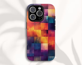 Custodia per telefono a quadretti colorati, resistente per iPhone, Samsung e Google Pixel