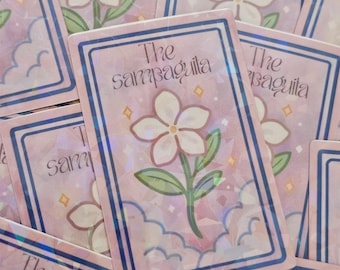 Sampaguita Flower Tarot Card Vinyl Sticker - Philippines National Flower