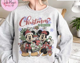 Mickey Minnie Christmas Sweatshirt, Disney Holiday Crewneck