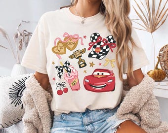 Camiseta Rayo McQueen – Camiseta Ka-Chow de Cars de Disney, diseño de corredor femenino