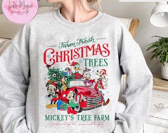 Vintage Disney Christmas Sweatshirt, Mickey's Tree Farm