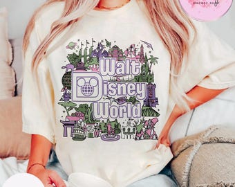 Camisa retro Disneyworld Comfort Colors: Acuarela Magic Castle