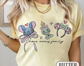Camiseta Disney Stitch Comfort Colors, camiseta retro Stitch Coquette, camiseta Magic Kingdom, camiseta Disney Castle, camisetas Disney