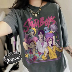 Saja Boys Kpop Demon Hunters T-Shirt, Kpop Boy Band Shirt, Anime Manga Style Tee, Demon Hunter Merch, Kpop Fan Gift Shirt