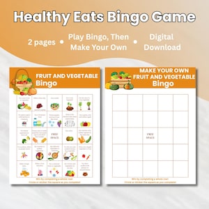 Printable Nutrition Bingo – Fruit and Vegetable Bingo Sheet, Fun Learning, Nutrition Game | Healthy Food Education for Kids and Everyone