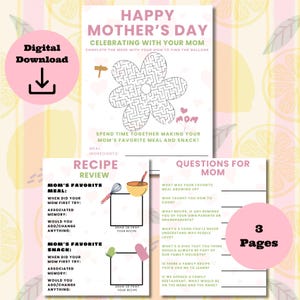 Printable Mother&#39;s Day Gift Activity – Food Lesson with Mom, Interactive and Fun Learning | Healthy Food Education for Kids