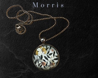 William Morris design under glass silver pendant