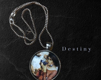 Destiny design under glass silver pendant