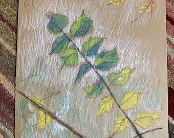 leaf drawing oil pastel sketch