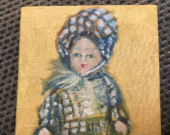 Antique doll oil painting small works