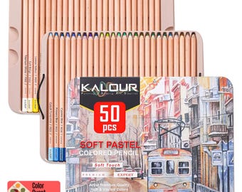 Kalour Soft Pastel Colored Pencils: 50 Artist Quality Colors