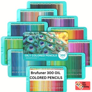 Brutfuner  300 Color Professional Durable Oily Wood Colored Pencils, Set for Oil Drawing, Sketch, and Art Supplies