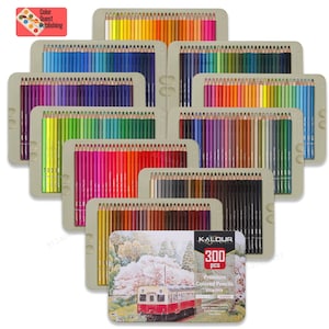 KALOUR Colored Pencils, Set of 300 Colors, Artists Soft Core with Vibrant Color, Coloring Pencils for Adults,Ideal for Coloring Book
