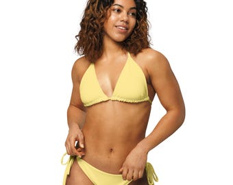 Butter Yellow String bikini, Swimwear. Celebrities like Sydney Sweeney & Aubrey Plaza are wearing this trend, making it a  summer must have.