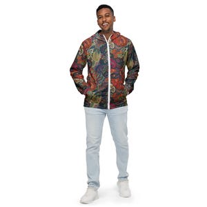 Men’s Floral Paisley, Windbreaker. Unique, distinctive, sophisticated, bold. Lightweight & water resistant, for windy, rainy and sunny day’s