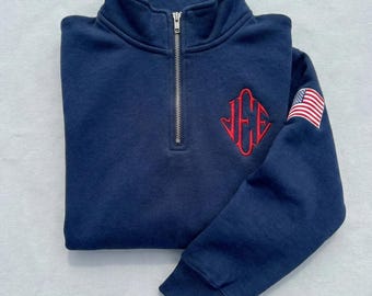 Embroidered J.E.E. Epstein Quarter Zip Sweatshirt, Viral Meme Jeffrey JEE Monogram Unisex Sweater, Jeffrey Epstein Embroidery Merch