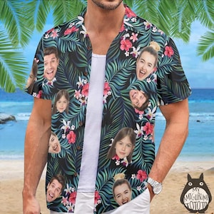 Custom Tropical Hawaiian Shirt, Add Face, Logo, or Text for a Unique Father’s Day Gift or Custom Vacation Outfit,Summer Travel Outfits