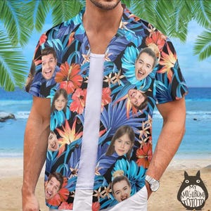 Personalized Face Tropical Hawaiian Shirt, Custom Photo Design for Summer Parties, Father’s Day, or Special Gifts,Summer Travel Outfits