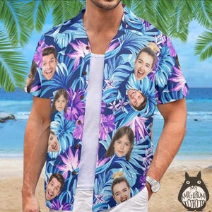 Custom All-Over Print Hawaiian Shirt, Personalized with Face, Logo, or Text, Ideal for Father&#39;s Day & Fun Summer Moment,Summer Travel Outfit