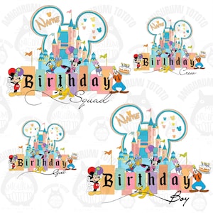 Disney Birthday Custom Name Png,  Mickey And Friends Birthday Group Png, Disney Birthday Squad Crew, Disney Birthday Family Gift Png