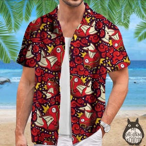 Koi Fish Hawaiian Shirt Family Set, Matching Vacation Outfit, Tropical Hawaii Button Up, Summer Beach Gift ,Summer Travel Red Outfits