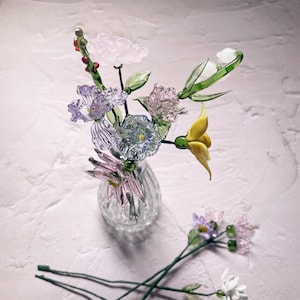 Flor de vidrio hecha a mano, flores de vidrio para el mes, recuerdo eterno personalizado, decoración de interiores, flor de cumpleaños, regalo de cumpleaños para ella