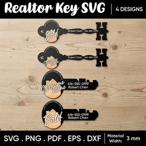 Realtor Key SVG, Reversible Sold/Welcome Home Sign, Glowforge Laser File