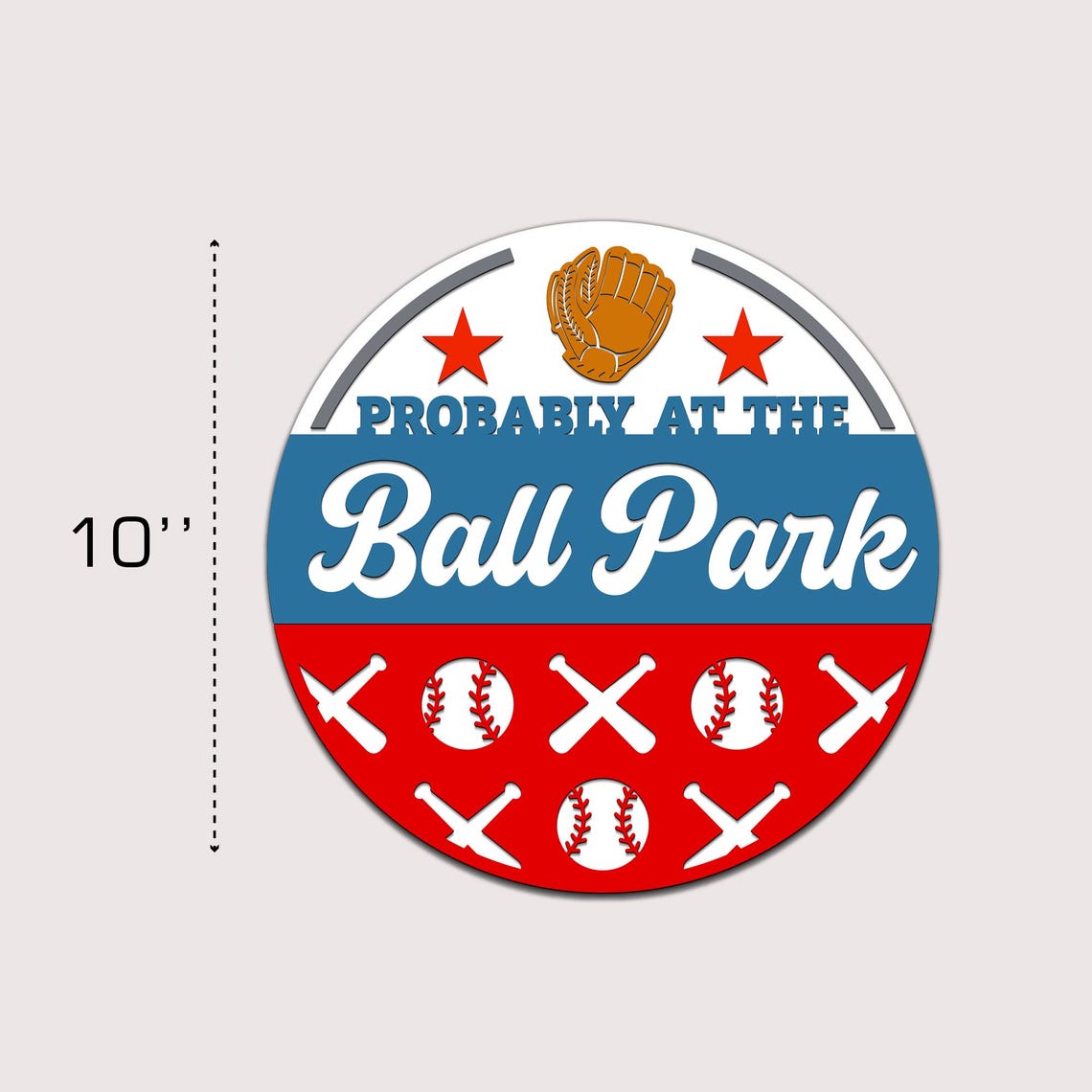 Baseball Door Hanger SVG, Probably at the Ballpark Sign, 3D Layered ...