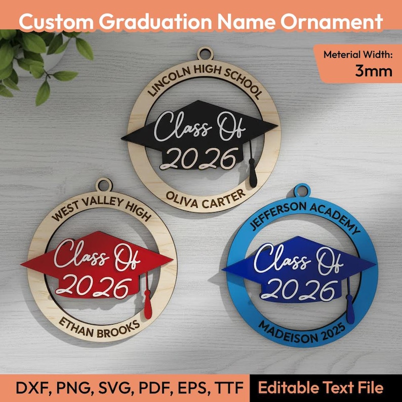 Personalized Class of 2026 Graduation Ornament, Custom Name High School ...