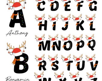 Kerstalfabet SVG-bundel, kerstmutsletters (digitale download)