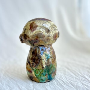 JIZO PROTECTOR Raku Sculpture // Buddha Sculpture - Garden Decor - Zen Home - Spiritual Gift - Shrine - Japanese Protector Statue Butsudan