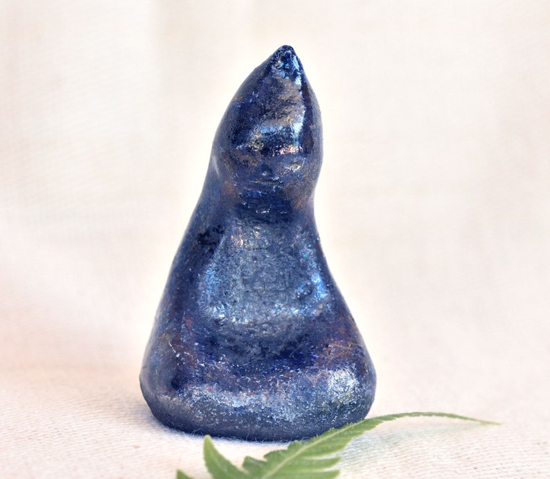Meditation Deep Cobalt Black Buddha in sitting position Zazen Vispassna Yoga Buddha Sculpture Shrine