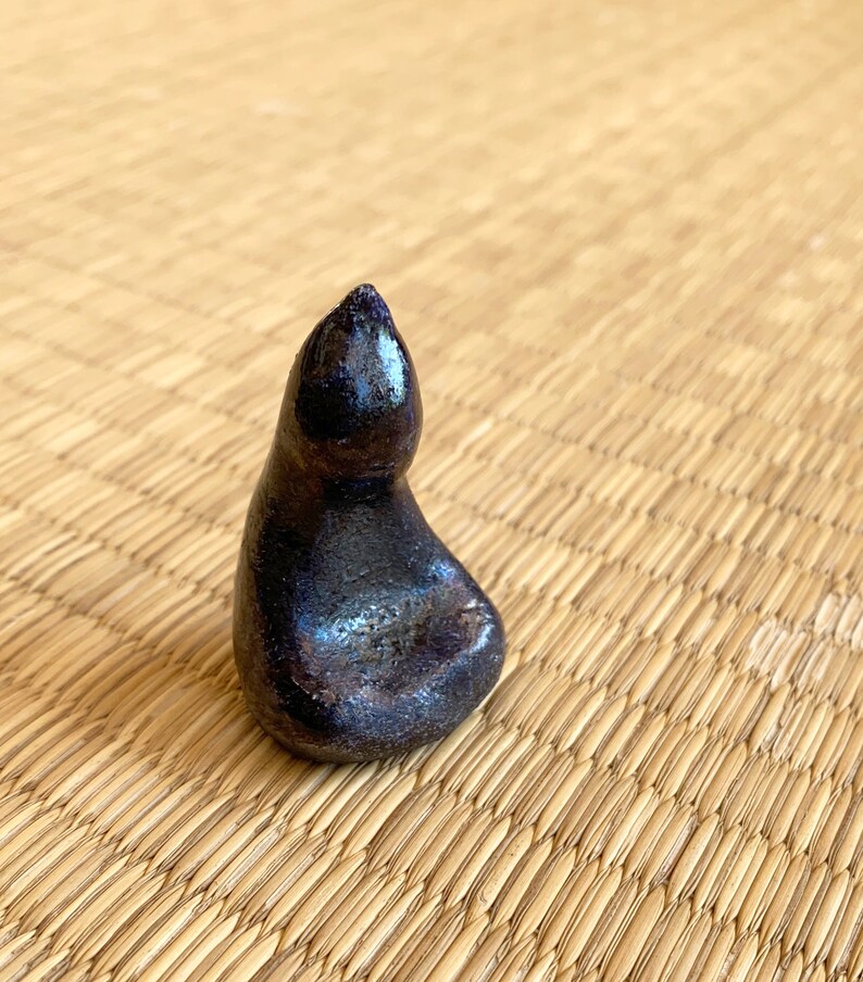 Meditation Deep Cobalt Black Buddha in sitting position Zazen Vispassna Yoga Buddha Sculpture Shrine