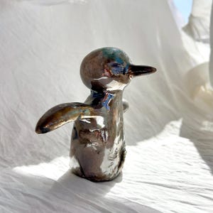 Raku Ceramic Bird Spirit Sculpture: Handmade Angel Statue