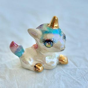 BIG EYES UNICORN Porcelain Figurine / Desk Decor Apartment Statue / Magical Collection Handmade Ceramic Gift for friend